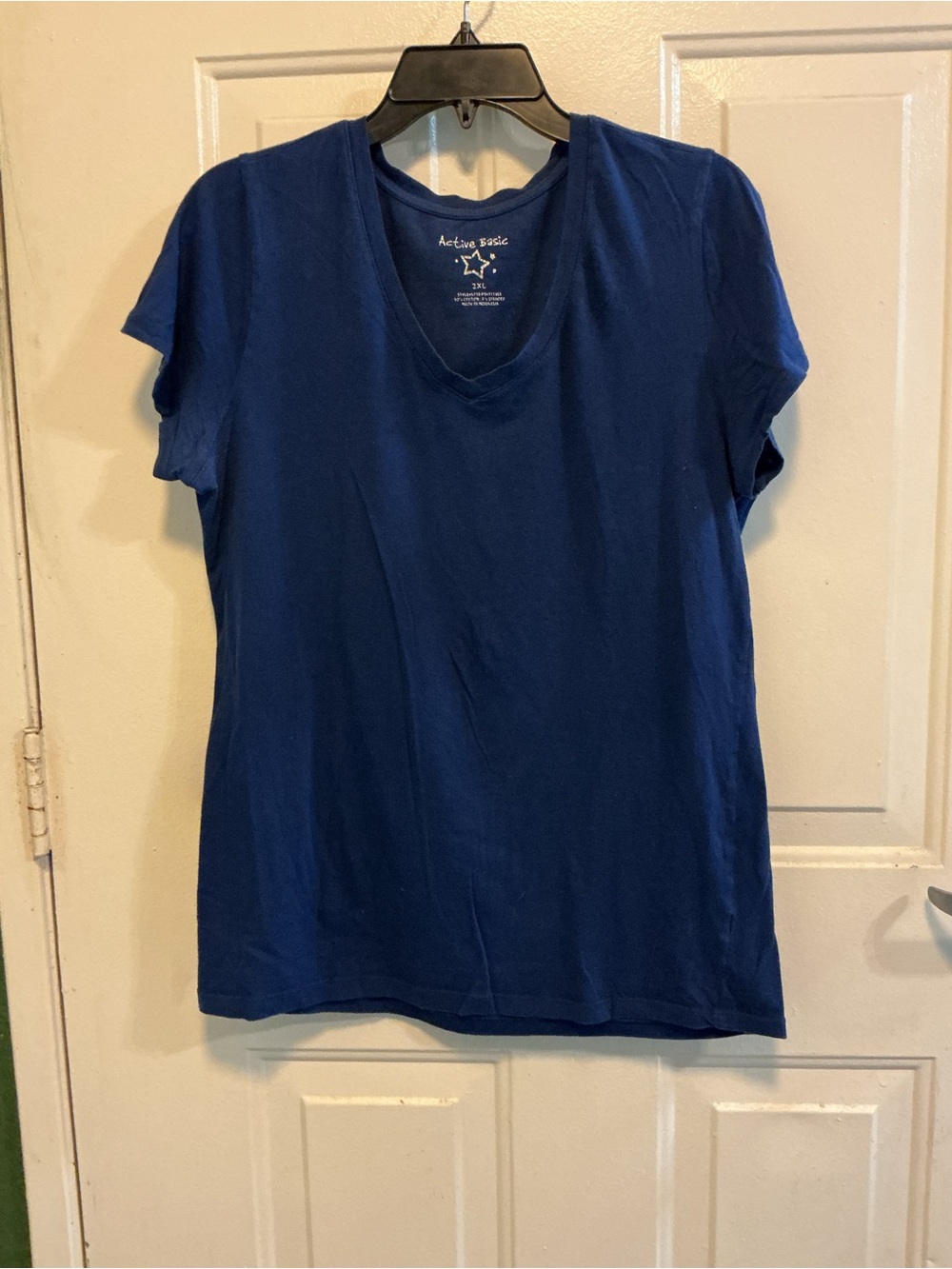 Active Basic Deep Blue V-Neck Short Sleeve Tee